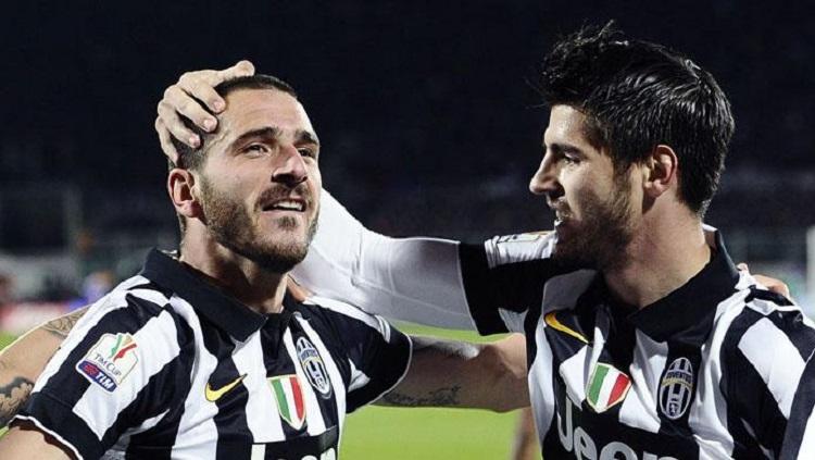 Leonardo Bonucci dan Alvaro Morata ketika masih bersama di Juventus Copyright: magephotoagency.it
