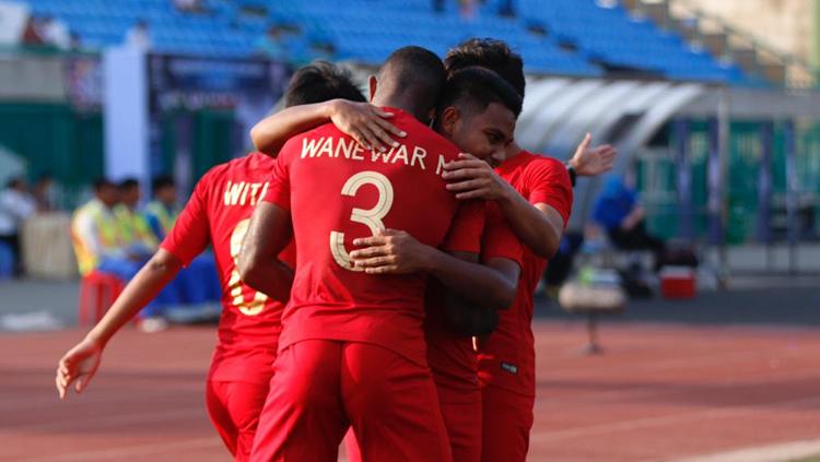 Aksi selebrasi pemain Timnas Indonesia U-22 - INDOSPORT