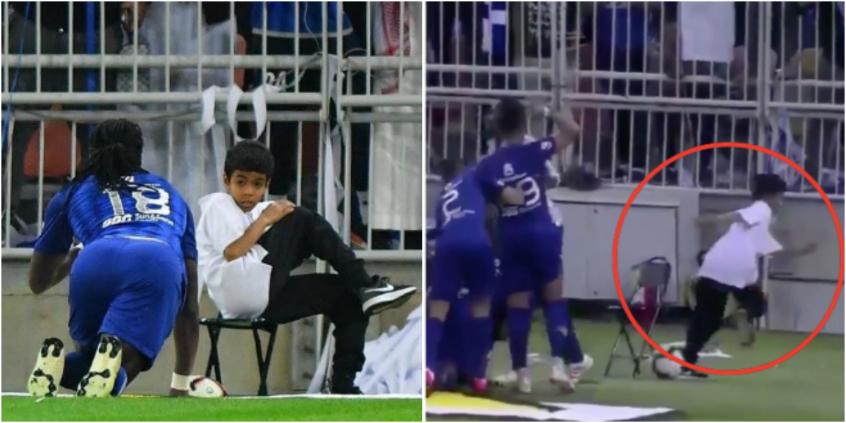 Selebrasi Bafetimbi Gomis menakuti seorang anak.