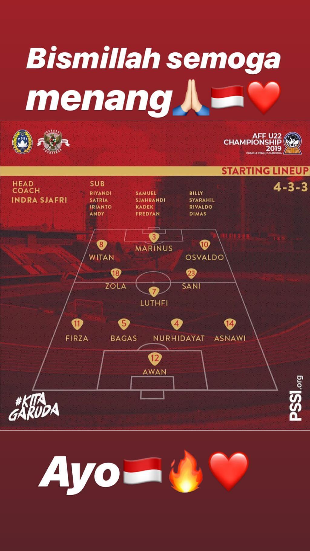 Egy Maulana Vikri mendoakan Timnas Indonesia U-22 yang tampil di semifinal. Copyright: Instagram.com/egymaulanavikri