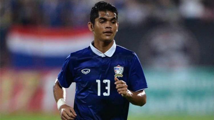 Bek sayap Timnas Thailand U-22, Sarayut Sompim. Copyright: Football Empires