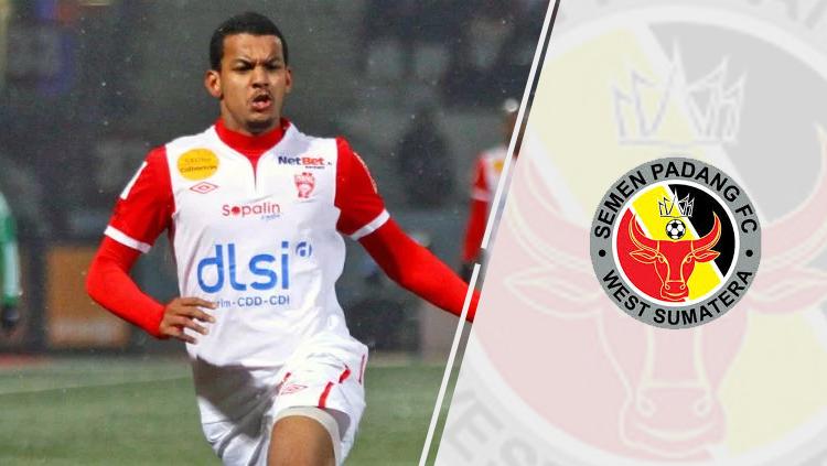 Florent Zitte dan logo Semen Padang