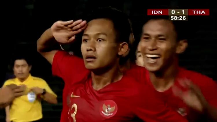 Pemain Timnas Indonesia U-22 merayakan gol ke gawang Thailand Copyright: Internet