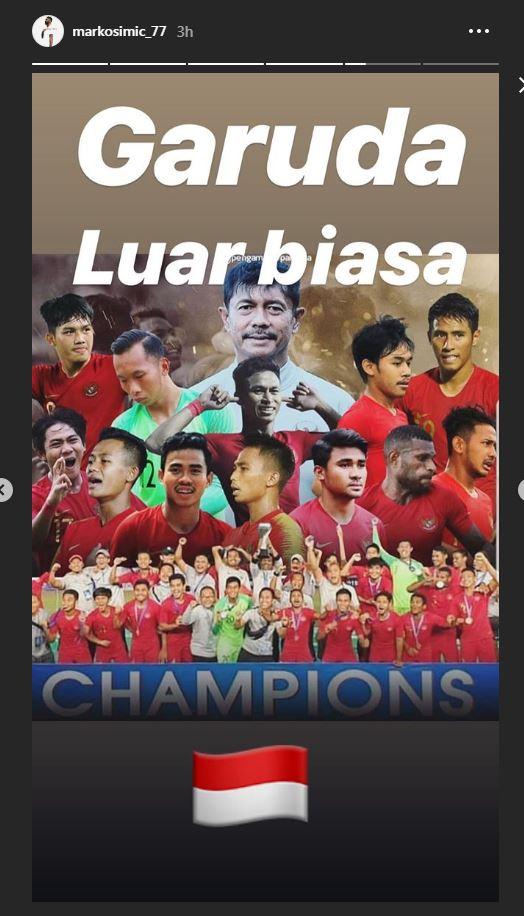 Ucapan selamat dari Simic kepada Timnas Indonesia U-22 Copyright: www.instagram.com/markosimic_77/