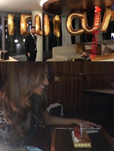 Balon dan bunga yang disiapkan Lionel Messi untuk istrinya. Copyright: Instagram