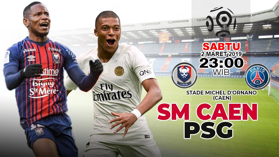 Pertandingan SM Caen vs Paris Saint-Germain.