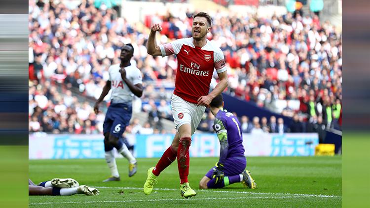 Selebrasi Aaron Ramsey saat mencetak gol Copyright: INDOSPORT