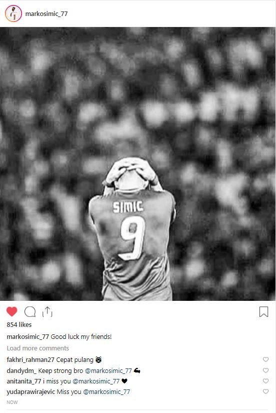 Unggahan Marko Simic untuk semangati Persija Jakarta. Copyright: Instagram/Marko Simic