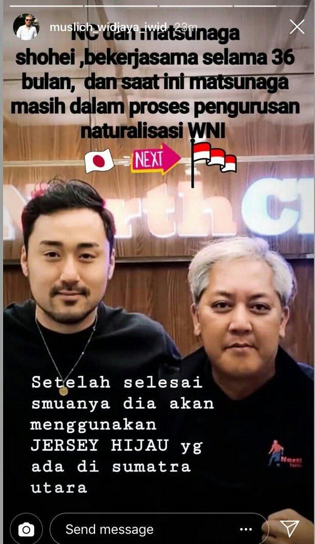 Eks Persib Bandung dan calon pemain naturalisasi, Shohei Matsunaga akan segera gabung PSMS Medan. Copyright: instagram.com/muslich_widjaya_iwid