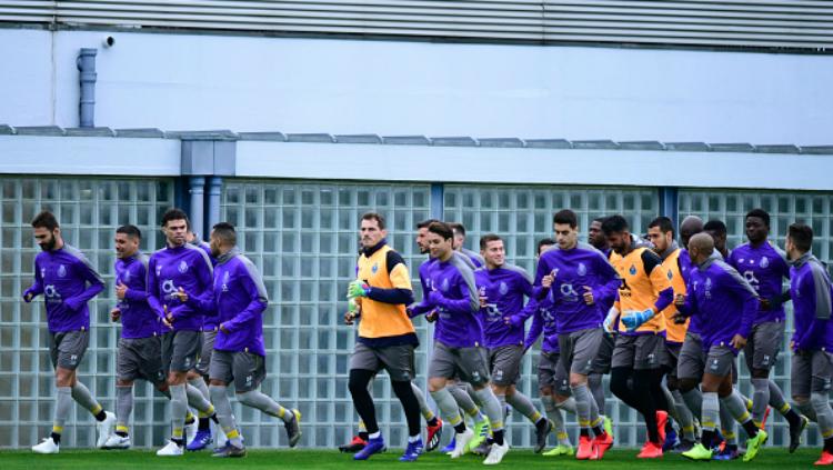 FC Porto dalam sesi latihan jelang lawan AS Roma di leg kedua Liga Champions 2018/19. Copyright: INDOSPORT