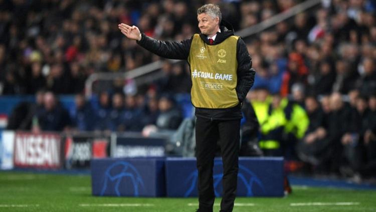 Ole Gunnar Solskjaer pada pertandingan PSG vs Manchester United.