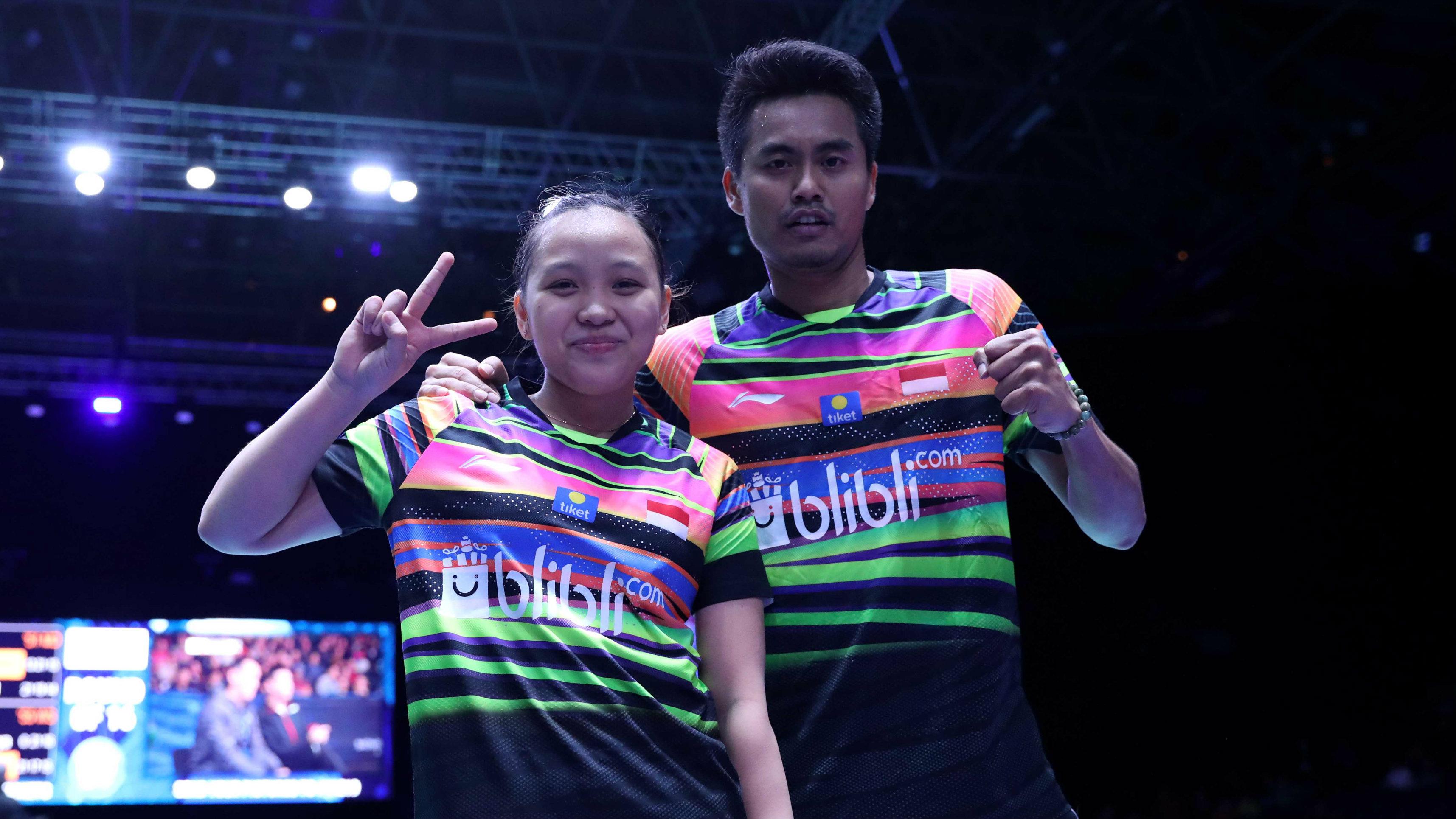 Tontowi Ahmad/Winny Oktavina Kandow usai pastikan melaju ke perempatfinal All England 2019, Kamis (07/03/19).