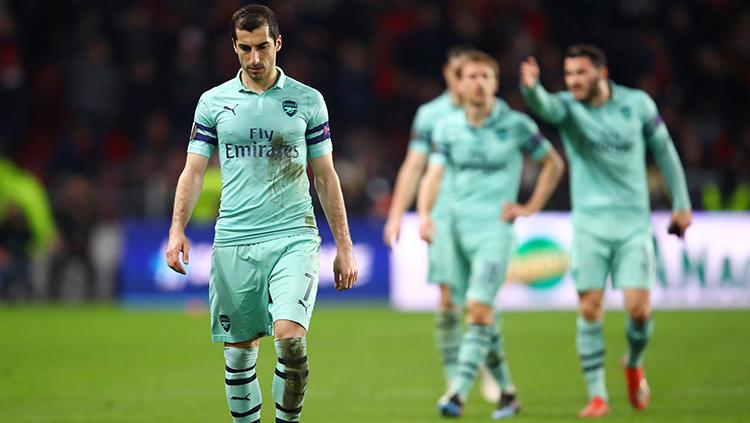 Mkhitaryan setelah Arsenal dikalahkan oleh Rennes di leg pertama babak 16 besar Liga Europa. Copyright: INDOSPORT