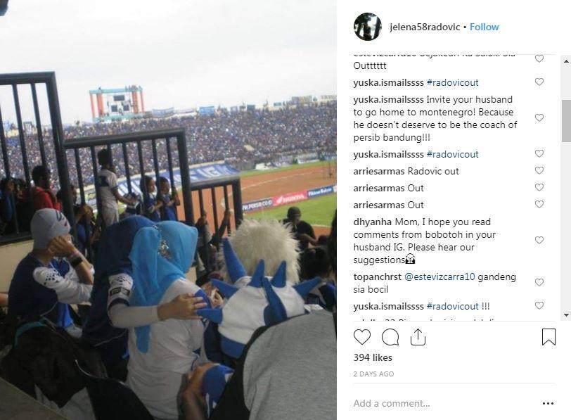 Instagram Jelena Radovic, istri dari pelatih Persib Bandung, Miljan Radovic. Copyright: instagram.com/jelena58radovic