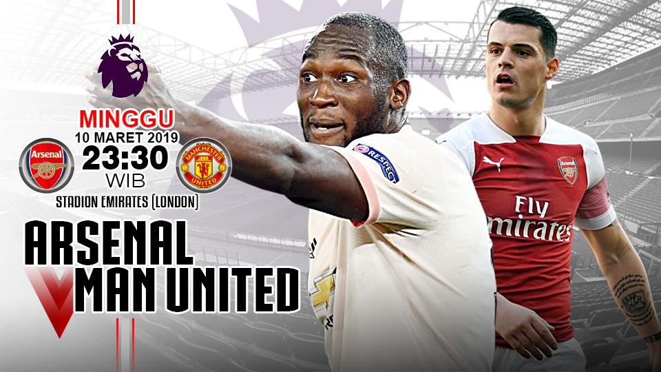 Pertandingan Arsenal vs Manchester United.