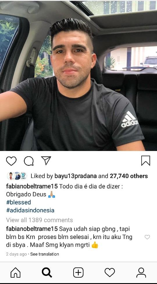 Fabiano Beltrame mengklarifikasi soal rumor yang menyebutkannya bakal bergabung ke Persib Bandung. Copyright: Instagram.com/fabianobeltrame