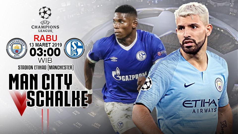 Pertandingan Manchester City vs Schalke 04.