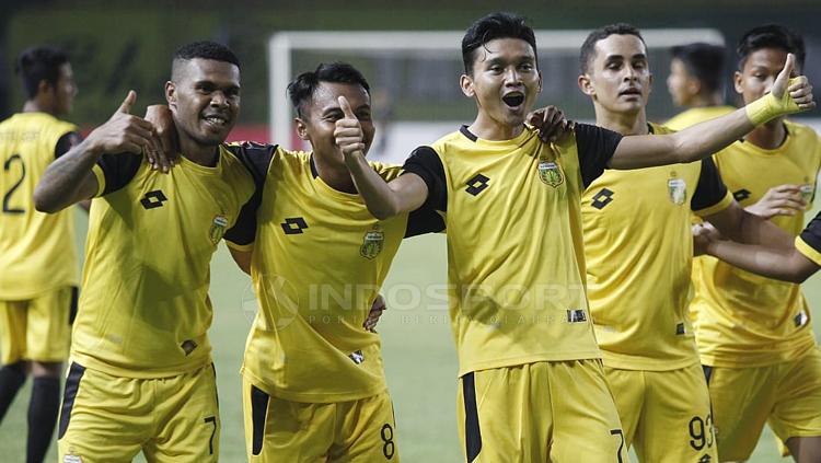 Aksi selebrasi pemain Bhayangkara FC Copyright: Herry Ibrahim/INDOSPORT