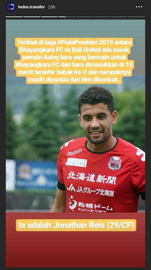 Jonatan Reis, pemain baru Bhayangkara FC. Copyright: Instagram.com/indotransfer