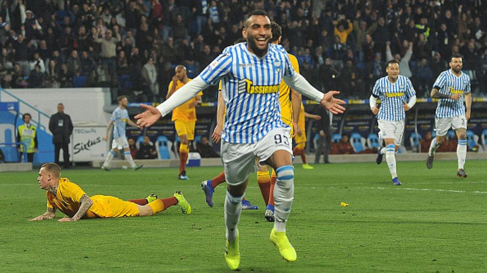 pemain SPAL usai mencetak gol Copyright: INDOSPORT.COM