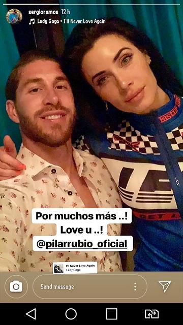 Momen saat Sergio Ramos merayakan ulang tahun sang kekasih, Pilar Rubio. Copyright: Instagram @sergioramos