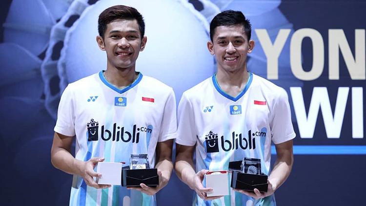 Pasangan Ganda Putra, Fajar Alfian/Muhammad Rian Ardianto sukses menjadi juara Swiss Open 2019 Copyright: PBSI