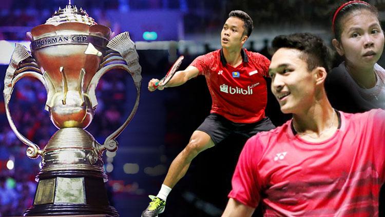 Ilustrasi pebulutangkis Indonesia dan Piala Sudirman