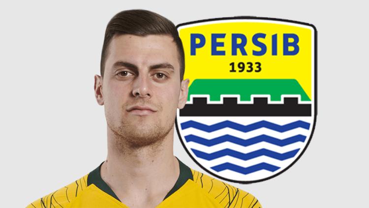 Tomi Juric dan logo Persib Bandung