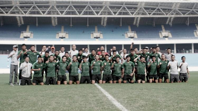 Latihan terakhir timnas Indonesia U-23 jelang laga perdana kualifikasi Piala AFC U-23 2020 di Stadion My Dhin Hanoi Vietnam.