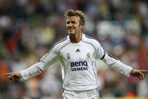 David Beckham saat masih aktif bermain untuk Real Madrid. Copyright: PHILIPPE DESMAZES/AFP/Getty Images
