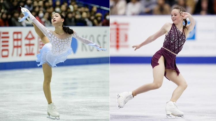 Skater Mariah Bell (kanan) lukai rivalnya dengan pisau di sepatunya