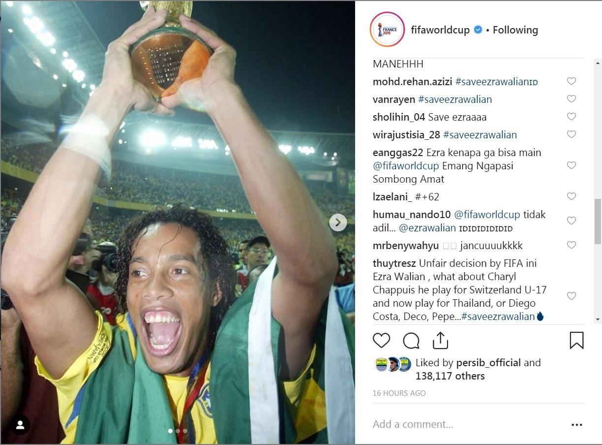 Instagram FIFA diserang netizen Indonesia. Copyright: Instagram.com/fifaworldcup