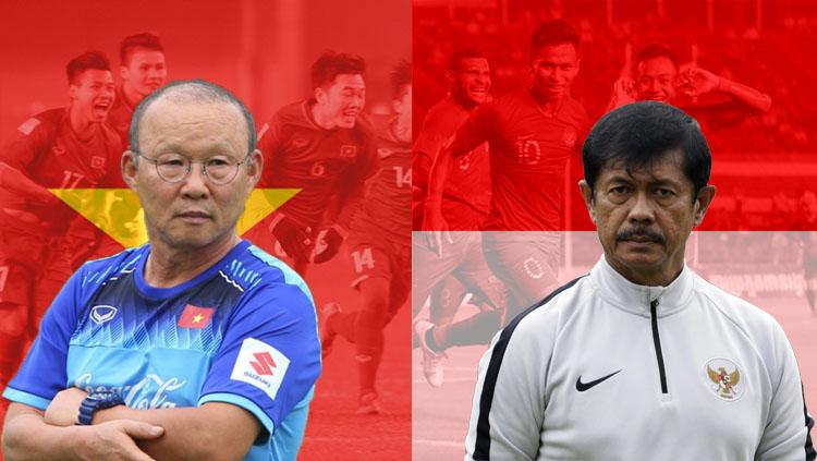 Pelatih Timnas Vietnam U 23 (Park Hang Seo)dan Pelatih timnas Indonesia U23(Indra Sjafri).