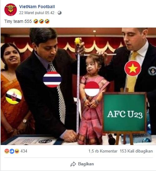 akun fanspage Vietnam sebut Indonesia negara kerdil Copyright: Facebook