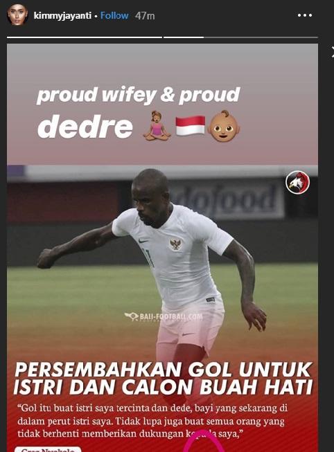 Kesan Kimmy Jayanti terhadap Greg Nwokolo melalui unggahan insta story. Copyright: Instagram/@kimmyjayanti