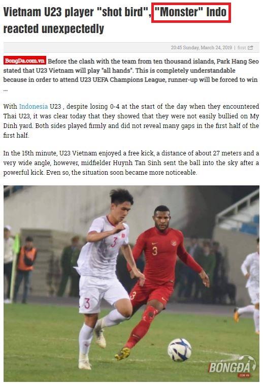 Striker Timnas Indonesia U-23, Marinus Wanewar disebut monster oleh media olahraga Vietnam, Bongda. Copyright: bongda.com