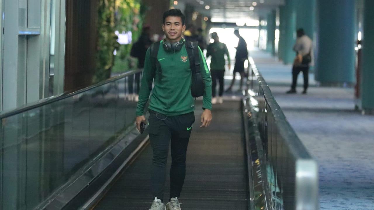 Nurhidayat Haji Haris pemain Timnas U-23 tiba di Indonesia.