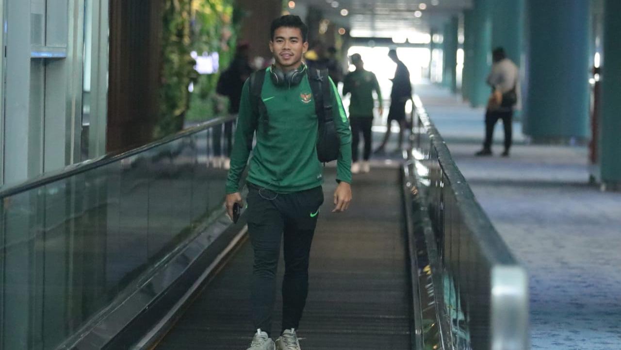 Nurhidayat Haji Haris pemain Timnas U-23 tiba di Indonesia. Copyright: Bandung Saputra/PSSI