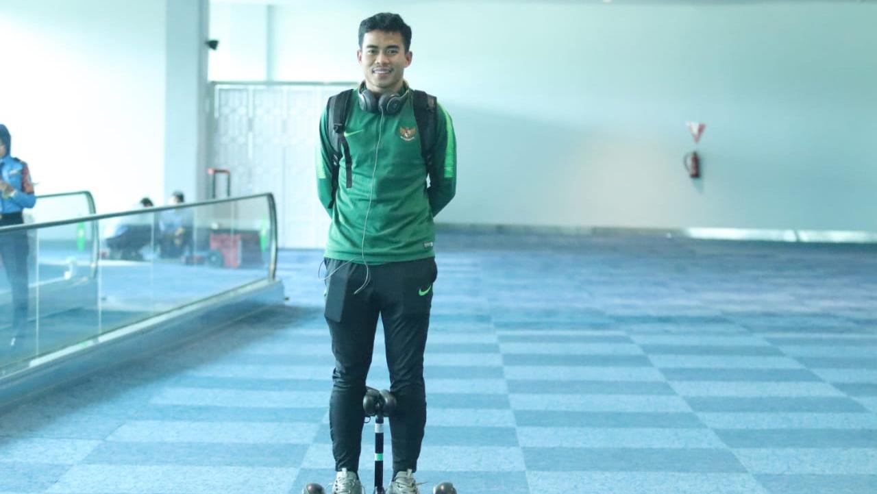 Nurhidayat Haji Haris pemain Timnas U-23 tiba di Indonesia. Copyright: Bandung Saputra/PSSI