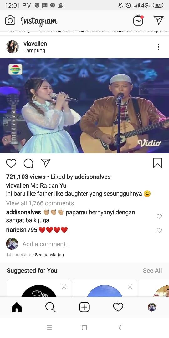 Addison Alves memuji penampilan Via Vallen bersama ayahnya Copyright: www.instagram.com/viavallen/