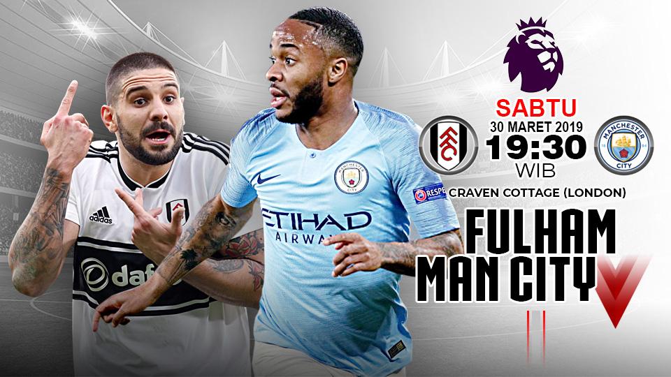 Pertandingan Fulham vs Manchester City.