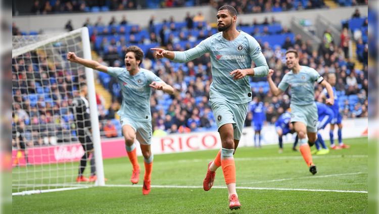 Ruben Loftus-Cheek merayakan gol di laga Cardiff vs Chelsea pada ajang Liga Primer Inggris (Premier League), Minggu (31/03/19). Copyright: Twitter/@ChelseaFC