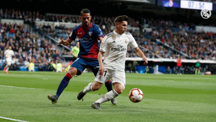Pemain muda Real Madrid, Brahim Diaz tampil sangat bagus kontra Huesca di pertandingan LaLiga Spanyol, Senin (01/04/19) dini hari WIB.