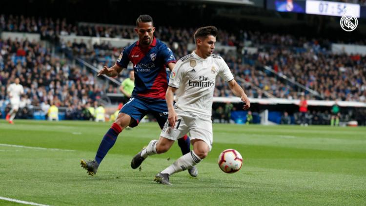 Pemain muda Real Madrid, Brahim Diaz tampil sangat bagus kontra Huesca di pertandingan LaLiga Spanyol, Senin (01/04/19) dini hari WIB. - INDOSPORT