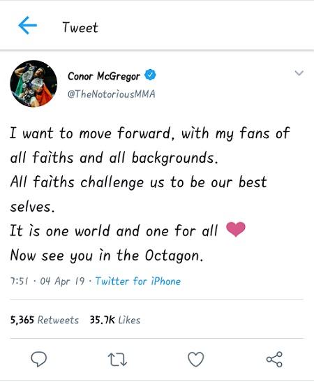 Unggahan Twitter Conor McGregor yang ingin merangkul seluruh kalangan. Copyright: Twitter @TheNotoriousMMA