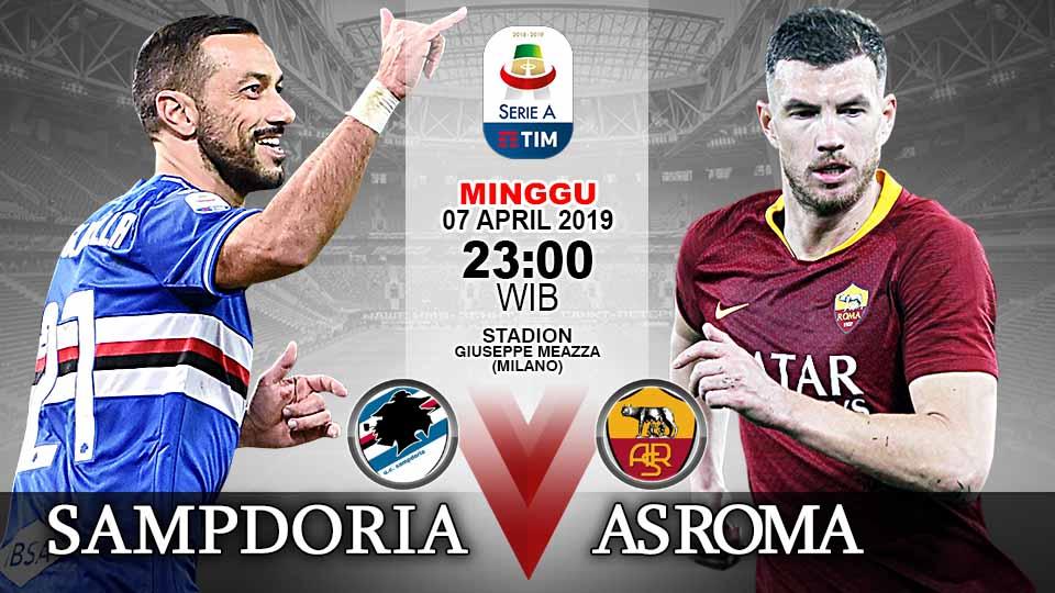 Pertandingan Sampdoria vs AS Roma./Indosport.com Copyright: Indosport.com