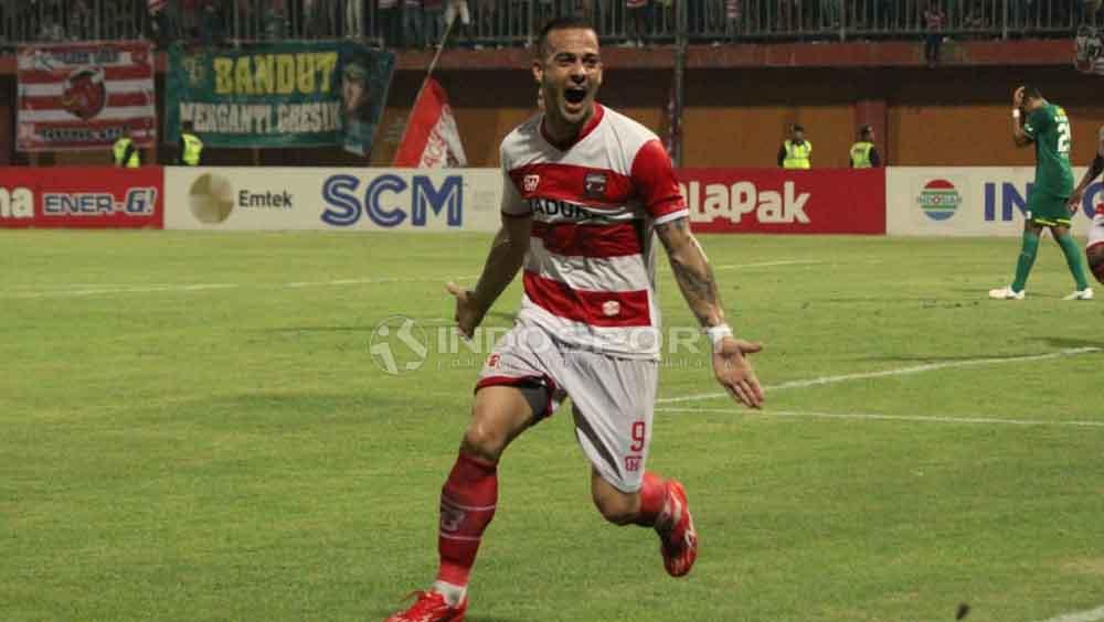 Eks striker Madura United, Aleksandar Rakic yang kini bergabung dengan PSIM Yogyakarta untuk kompetisi Liga 2 2023/2024.