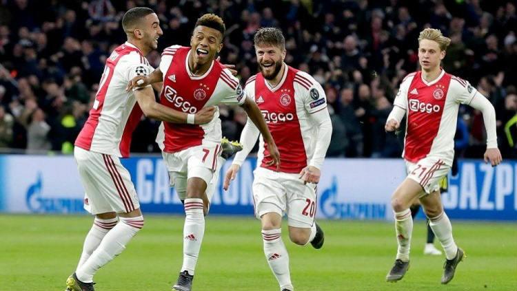 David Neres menjebol gawang Juventus di awal babak kedua saat 8 besar Liga Champions 2019, Kamis (11/04/19), di Amsterdam Arena.