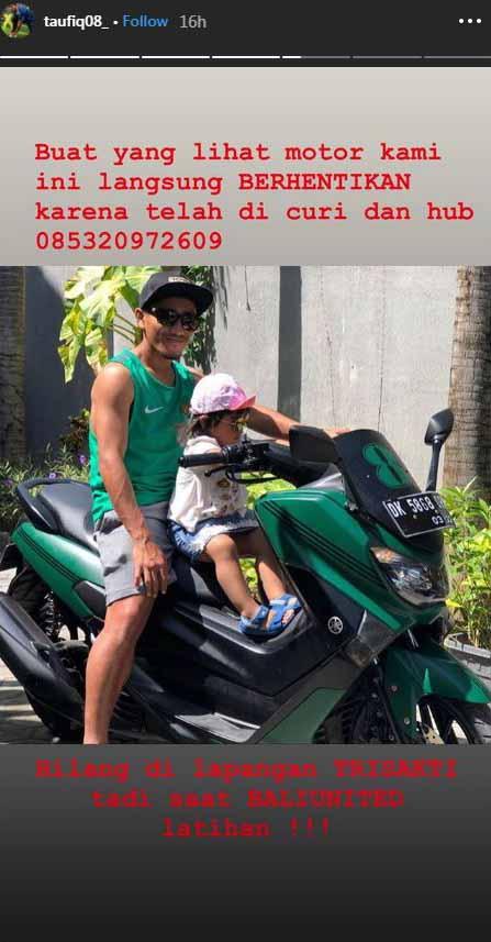 Muhammad Taufiq kehilangan motornya saat menjalani latihan. Copyright: Instastory@taufiq08