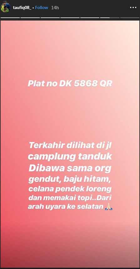 Muhammad Taufiq kehilangan motornya saat menjalani latihan. Copyright: Instastory@taufiq08